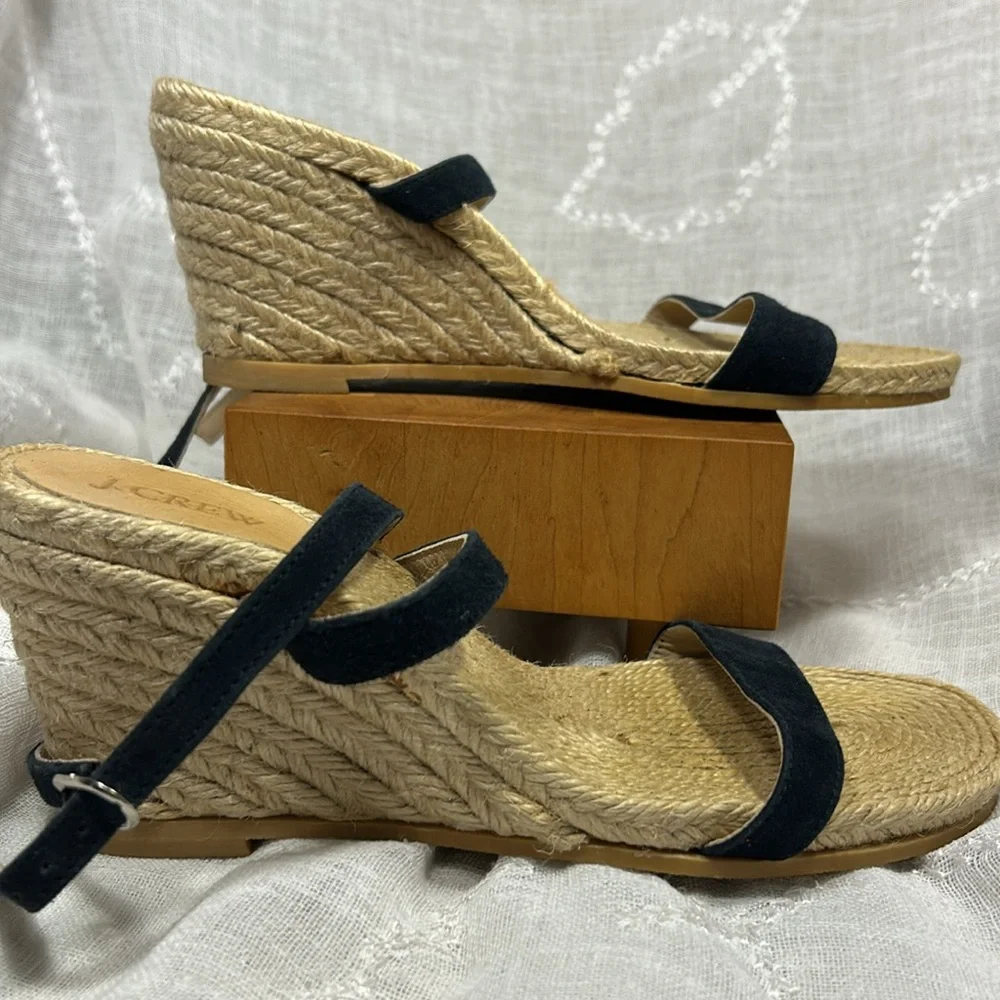 J Crew almost NEW leather espadrilles wedges